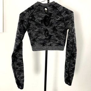 Gymshark Black Camo Long Sleeve Crop Top